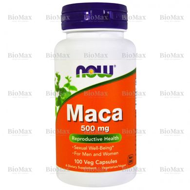 Мака, Maca, Now Foods, 500 мг, 100 капсул