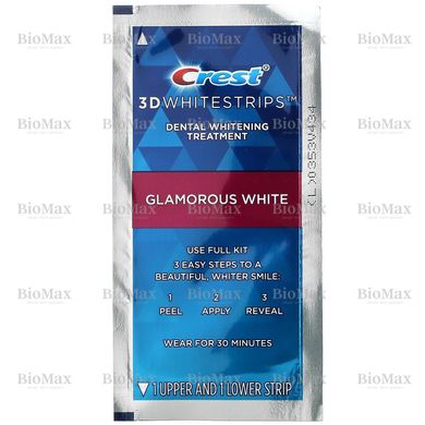 Набір для відбілювання зубів, 3D Whitestrips, Dental Whitening Kit, Glamorous White, Crest, 28 шт
