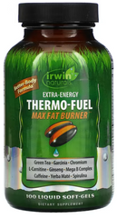Термогенный жиросжигатель, Extra-Energy Thermo-Fuel Max Fat Burner, Irwin Naturals, 100 капсул