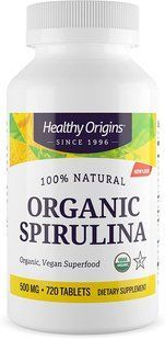 Спирулина, Spirulina, Healthy Origins, органик, 500 мг, 720 таблеток