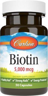 Біотин, Biotin, Carlson, 5 мг, 50 капсул