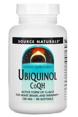 Убихинол, CoQH, Ubiquinol, Source Naturals, 100 мг, 90 капсул