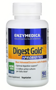 Пробіотики+ферменти, Digest Gold Probiotics, Enzymedica, 90 капсул