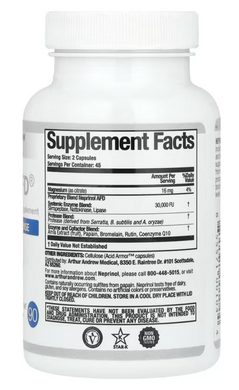 Непринол очищающие ферменты, Advanced Fibrin Defense, Arthur Andrew Medical, 90 капсул