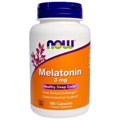 Мелатонин, Melatonin, Now Foods, 3 мг, 180 капсул