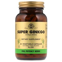 Гинкго Билоба супер, Super Ginkgo (Full Potency Herbs), Solgar, 90 мг, 60 капсул