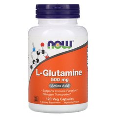 L-Глутамин, L-Glutamine, Now Foods, 500 мг, 120 растительных капсул