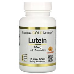 Лютеїн з зеаксантином, Lutein with Zeaxanthin, California Gold Nutrition, 20 мг, 120 рослинних м'яких таблеток