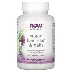 Препарат для волос, кожи и ногтей, Vegan Hair, Skin & Nails, Now Foods, 90 капсул
