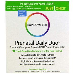 Вітаміни + Риб'ячий жир для вагітних, Prenatal One plus Prenatal DHA Smart Essentials, Rainbow Light, 30 капсул + 30 таблеток