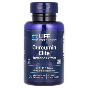 Куркума, Curcumin Elite Turmeric Extract, Life Extension, 60 вегетаріанських капсул