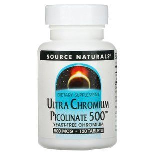 Хром ультра пиколинат, Chromium Picolinate, Source Naturals, 500 мкг, 120 таблеток