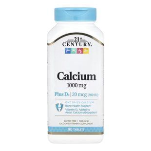 Кальцій з вітаміном D3, Calcium Plus D3, 21st Century, 1000 мг/800 МО, 90 таблеток
