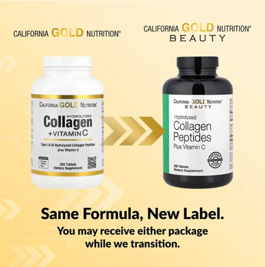 Колаген гідролізований з вітаміном C (Hydrolyzed Collagen+Vitamin C), California Gold Nutrition, 250 таблеток