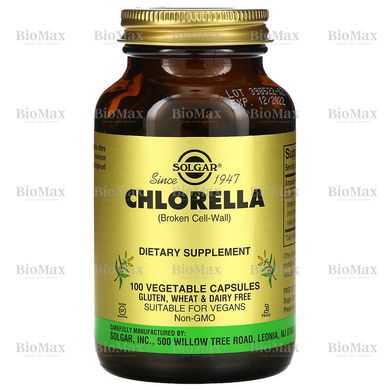 Хлорела, Chlorella, Solgar, 520 мг, 100 капсул