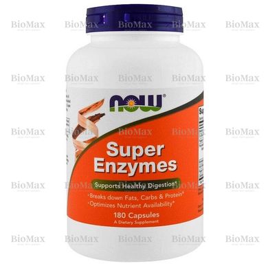 Пищеварительные ферменты, Супер Энзимы, Super Enzymes, Now Foods, 180 капсул