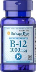 Витамин В12 (цианокобаламин), Vitamin B12, Puritan's Pride, 1000 мкг, 100 капсул