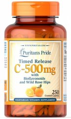 Витамин С с биофлавоноидами, Vitamin C, Rose Hips, Puritan's Pride, 500 мг, 250 таблеток