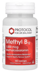 Метил В12, Methyl B12, Protocol for Life Balance 1000 мкг, 100 пастилок