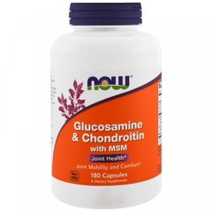 Для суставов и связок, Glucosamine & Chondroitin & MSM, Now Foods, 180 капсул