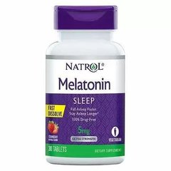 Мелатонін швидкорозчинний, Melatonin, Natrol,смак полуниці, 5 мг 30 таблеток