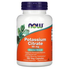 Цитрат калия, Potassium Citrate, Now Foods, 99 мг 180 капсул