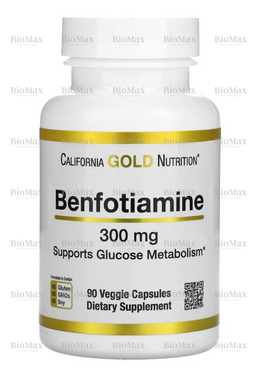 Бенфотиамин, Benfotiamine, California Gold Nutrition, 300 мг, 90 капсул