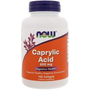 Каприловая кислота, Caprylic Acid, Now Foods, 600 мг, 100 гелевых капсул