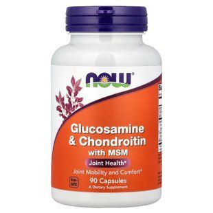 Глюкозамін та хондроїтин з MSM, Glucosamine & Chondroitin with MSM, Now Foods, 90 рослинних капсул