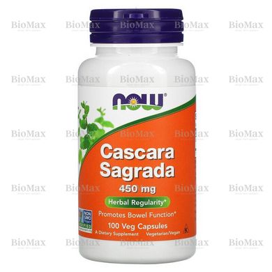 Каскара саграда, (Крушина), Cascara Sagrada, Now Foods, 450 мг, 100 капсул