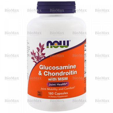 Для суставів та связок, Glucosamine & Chondroitin & MSM, Now Foods, 180 капсул