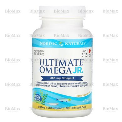 Риб'ячий жир для підлітків, Омега 3, Ultimate Omega, Nordic Naturals, полуниця, 680 мг, 90 гелевих капсул