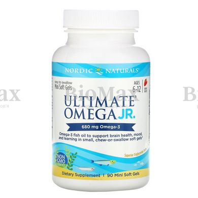 Рыбий жир для подростков, Омега 3, Ultimate Omega, Nordic Naturals, клубника, 680 мг, 90 гелевых капсул