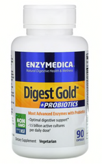 Пробиотики+ферменты, Digest Gold Probiotics, Enzymedica, 90 капсул