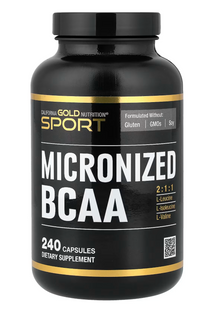 Микронизированные BCAA, аминокислоты с разветвленной цепью, Branched Chain Amino Acids, California Gold Nutrition, 500 мг, по 250 мг в капсуле, 240 капсул