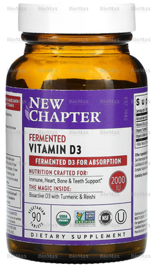 Ферментированный витамин D3, New Chapter, 2000 МЕ, 90 таблеток