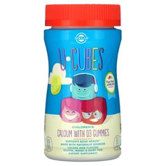 Детские витамины, витамин Д3 с кальцием, U-Cubes, Children's Calcium with D3 Gummies, Solgar, 60 конфет