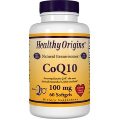 Коэнзим Q10, Kaneka Q10 (CoQ10 Gels), Healthy Origins, 100 мг, 60 капсул