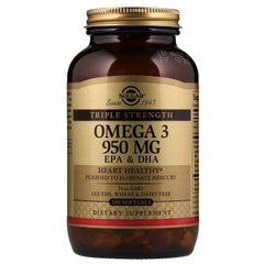 Риб'ячий жир, Омега 3, Omega 3 EPA, DHA, Solgar, 950 мг, 100 капсул