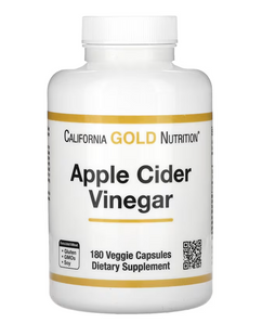 Яблочный уксус, Apple Cider Vinegar, California Gold Nutrition, 900 мг, 180 вегетарианских капсул