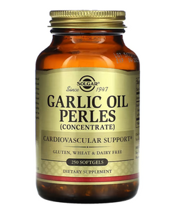 Чесночное масло, концентрат, Garlic Oil Perles, Solgar, 500 мг, 250 капсул