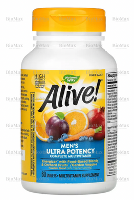 Мультивитамины для мужчин, Alive! Men's Multi-Vitamin, Nature's Way, 60 таблеток