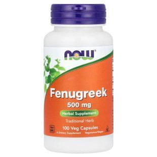 Пажитник, Fenugreek, Now Foods, 500 мг, 100 вегетаріанських капсул