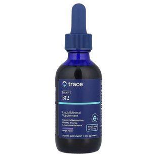 Іонний вітамін B12, Liquid Ionic B12, Trace Minerals Research 1000 мкг, смак винограду, рідкий, 59 мл