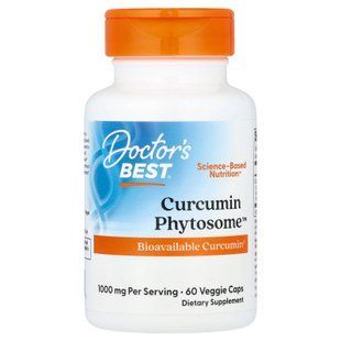 Куркумін, Curcumin Phytosome, Doctor's Best, 1000 мг, 60 вегетаріанських капсул (500 мг у капсулі)