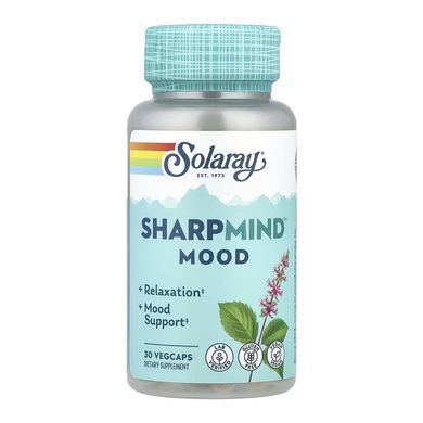 Формула для настрою з канною, священним базиліком і рейші, SharpMind&trade; Mood, Solaray, 30 вегетаріанських капсул