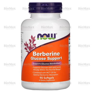 Берберин для поддержки глюкозы, Berberine Glucose Support, Now Foods, 90 капсул