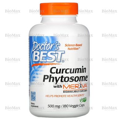 Фитосома куркумина, Curcumin Phytosome with Meriva, Doctor's Best, 500 мг, 180 капсул