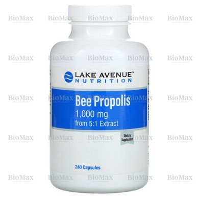 Бджолиний прополіс, Bee Propolis, 5: 1 екстракт, Lake Avenue Nutrition, 1000 мг, 240 вегетаріанських капсул