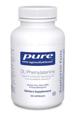 DL-фенилаланин, DL-Phenylalanine, Pure Encapsulations, для эмоционального состояния и опорно-двигательного аппарата, 500 мг, 90 капсул